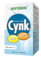 Zink + Acerola dan Beta - Karotin 30 tablet SANBIOS